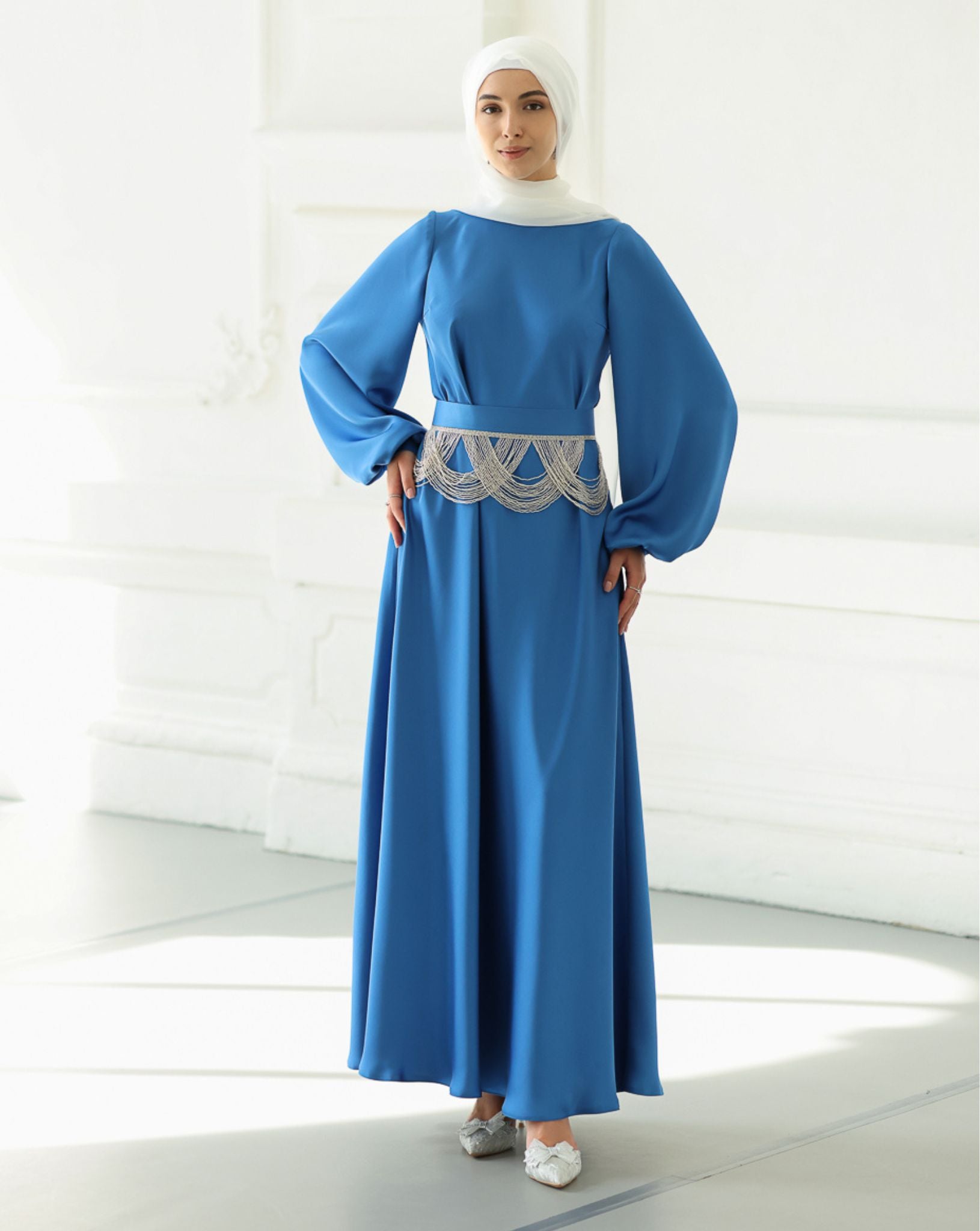 Domenica Satin Dress With Decor