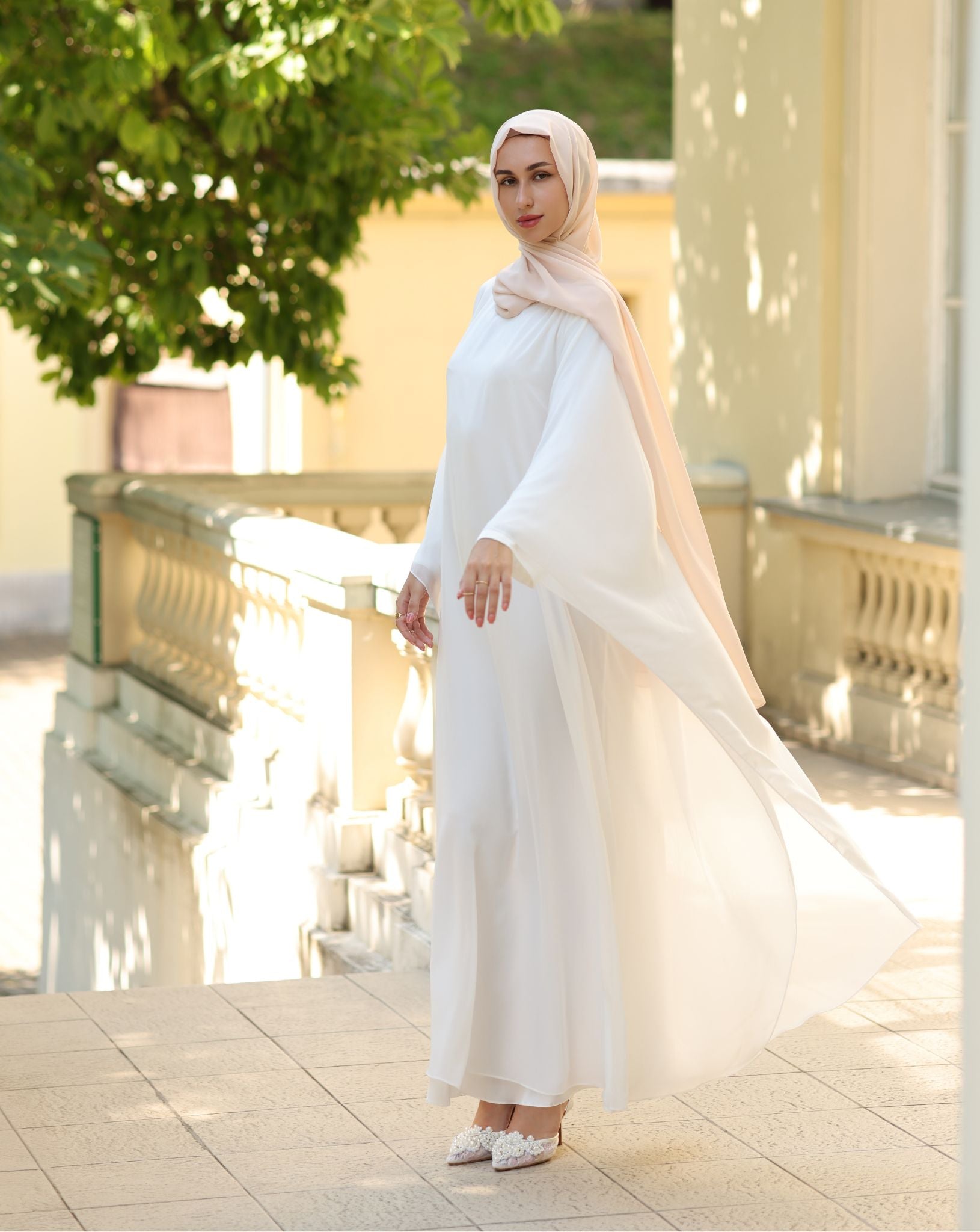 Modesta White Chiffon Dress