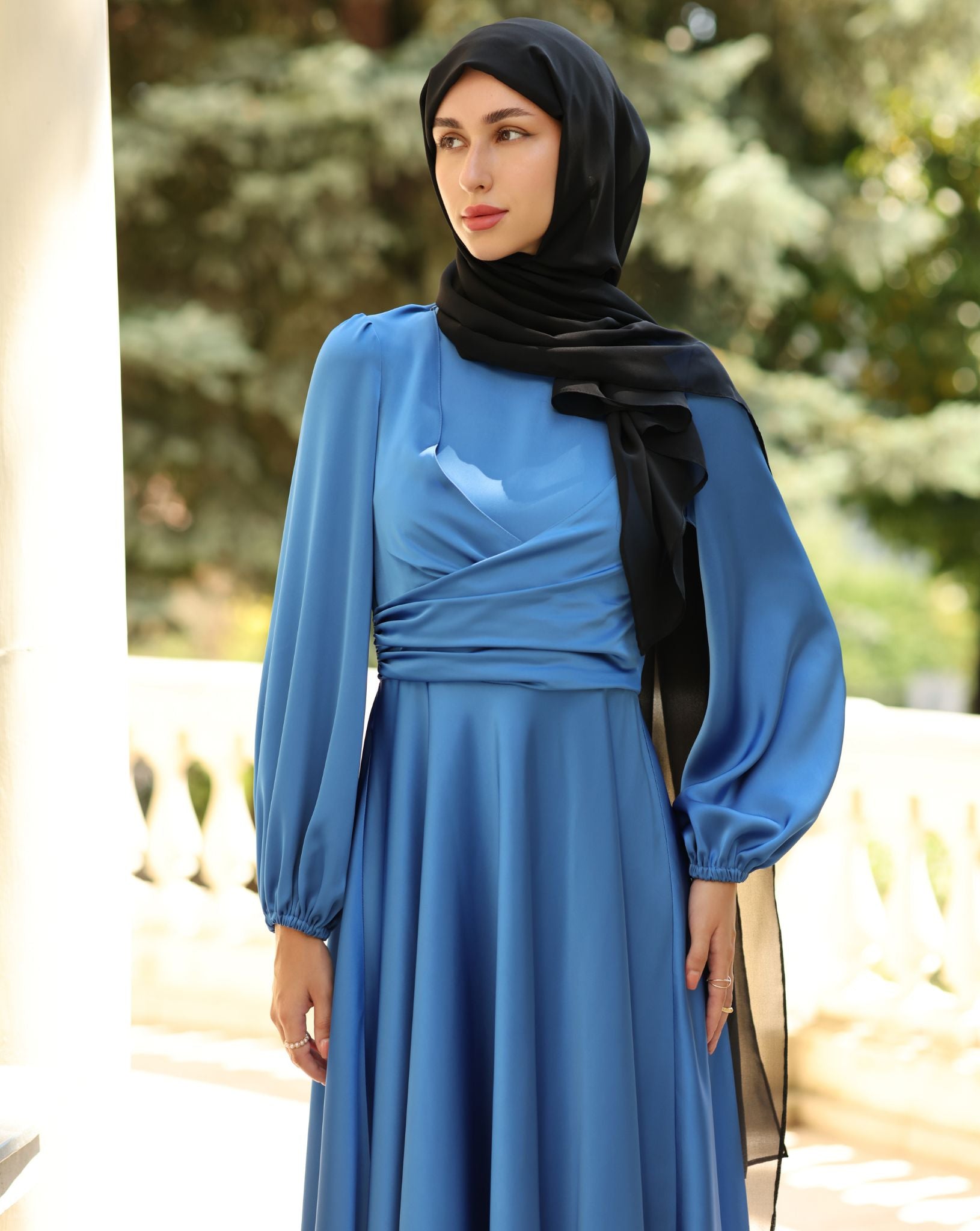 Allegra Blue Satin Dress