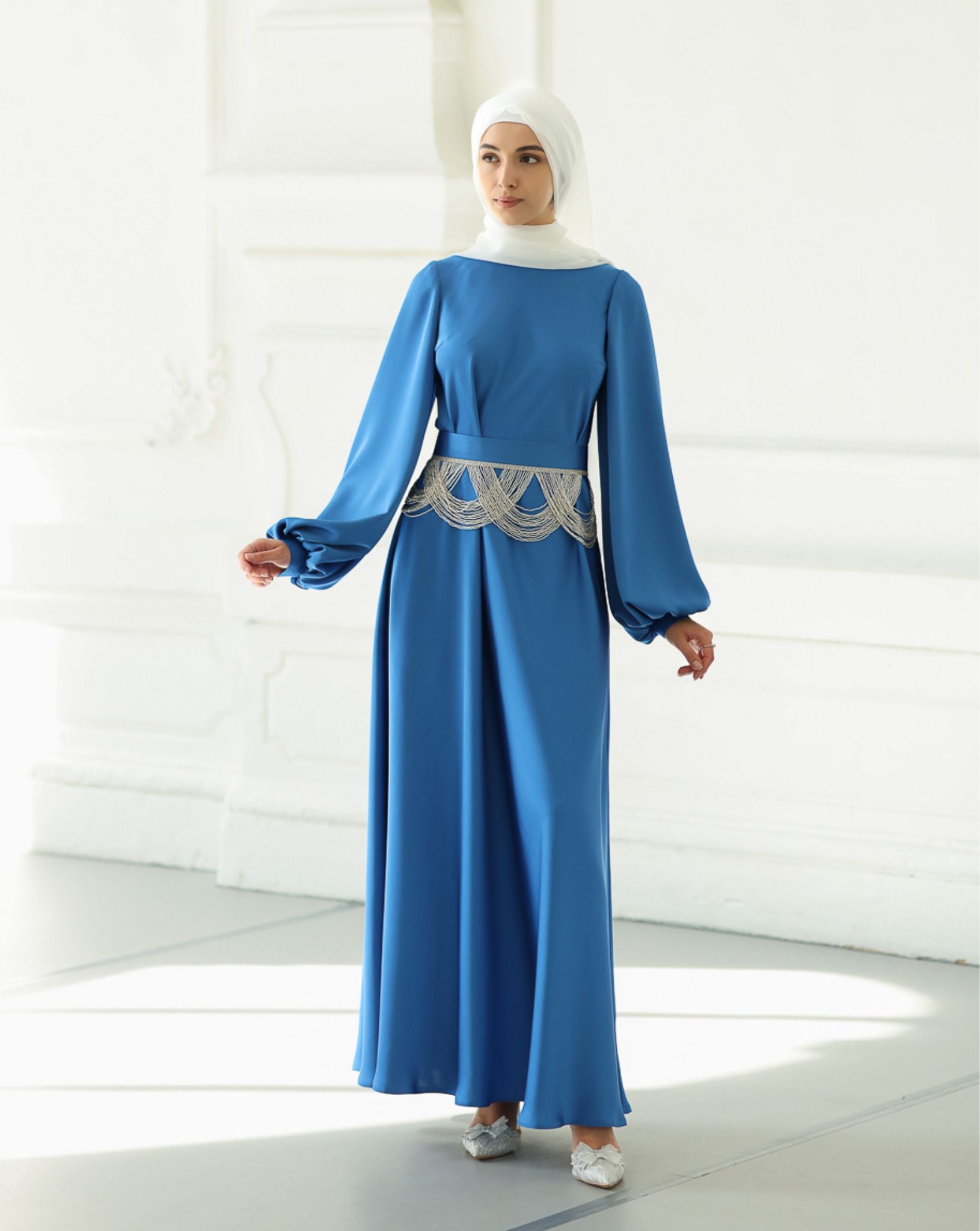 Domenica Satin Dress With Decor