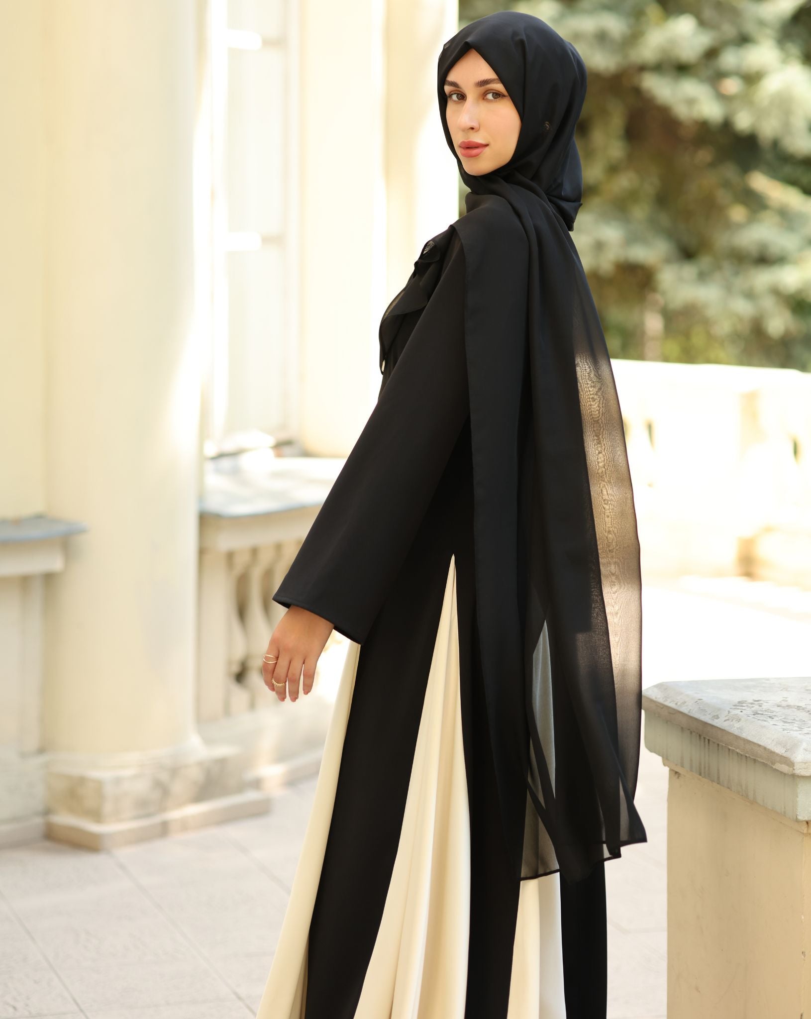 Elegant Contrast Panel Dress