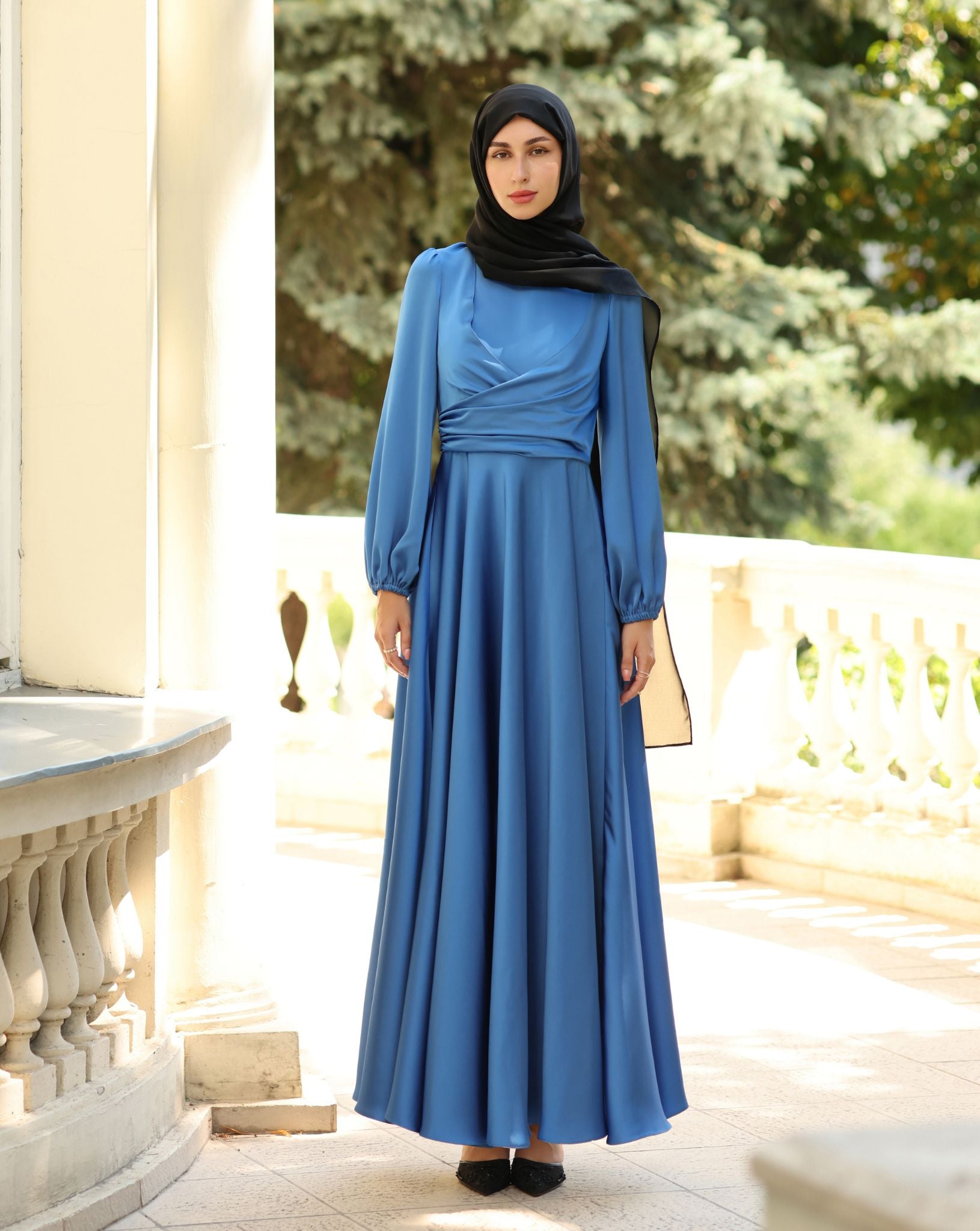 Allegra Blue Satin Dress