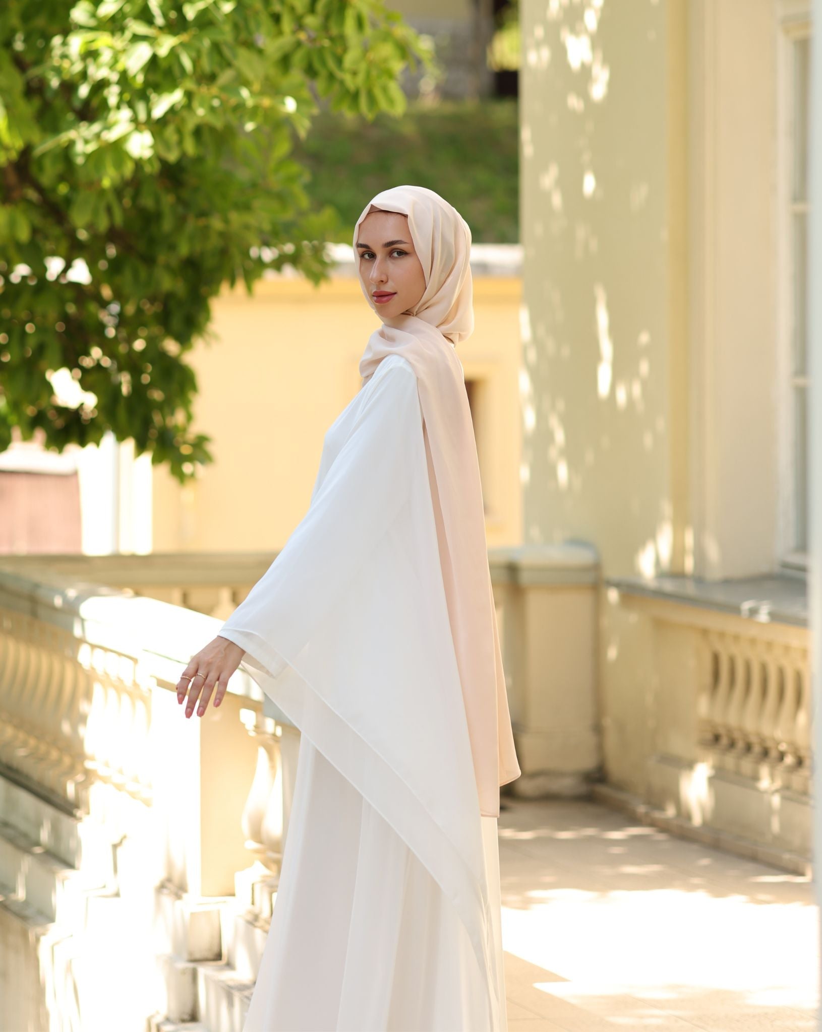 Modesta White Chiffon Dress
