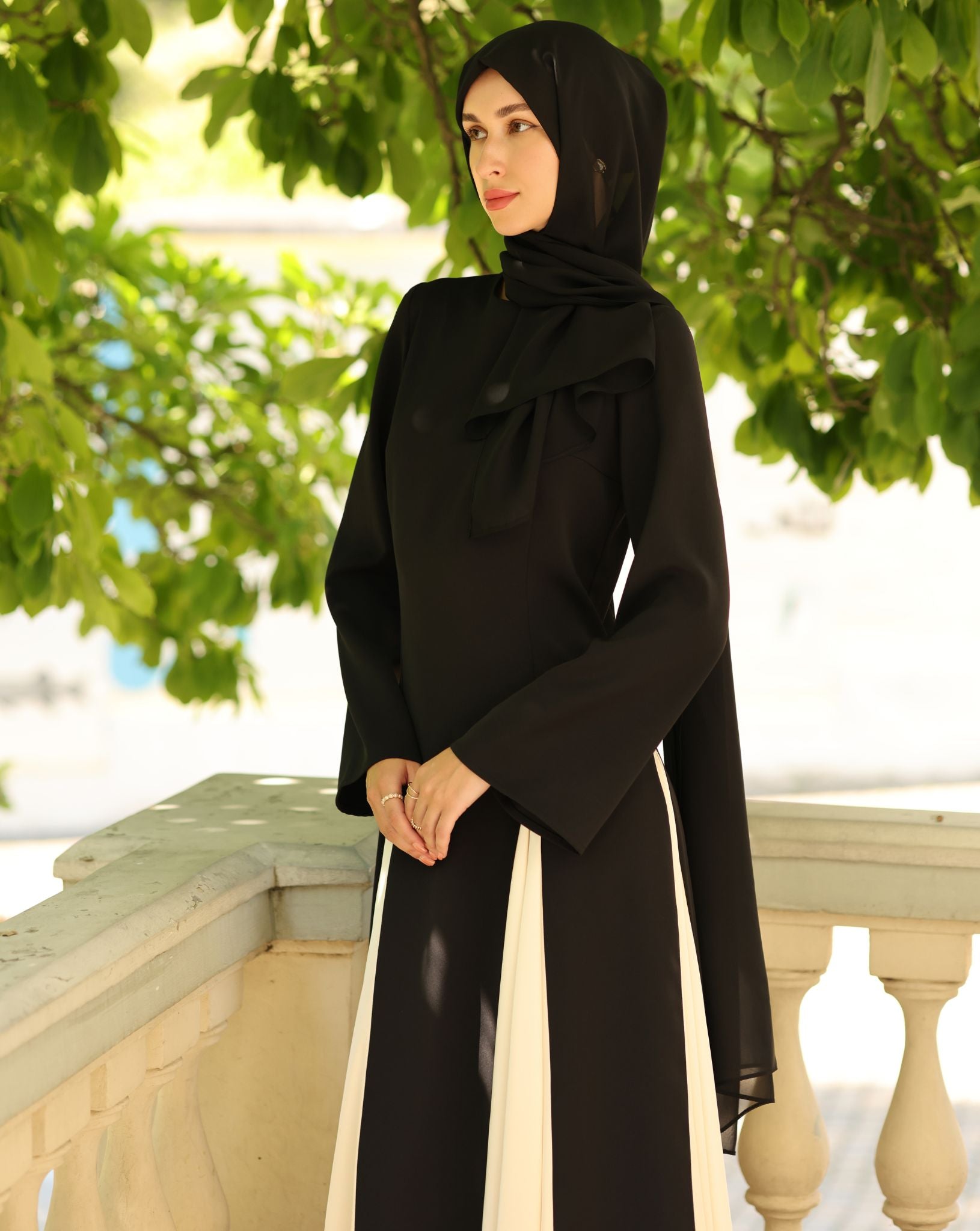 Elegant Contrast Panel Dress