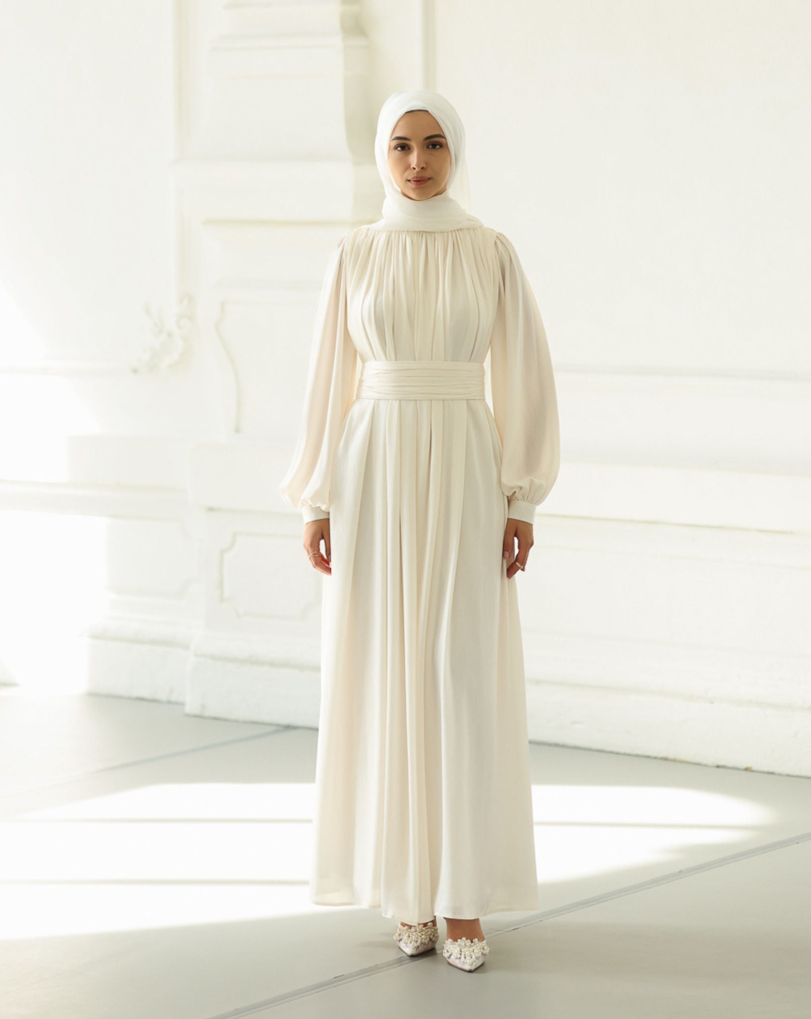 Aurora Satin Pleated Dress
