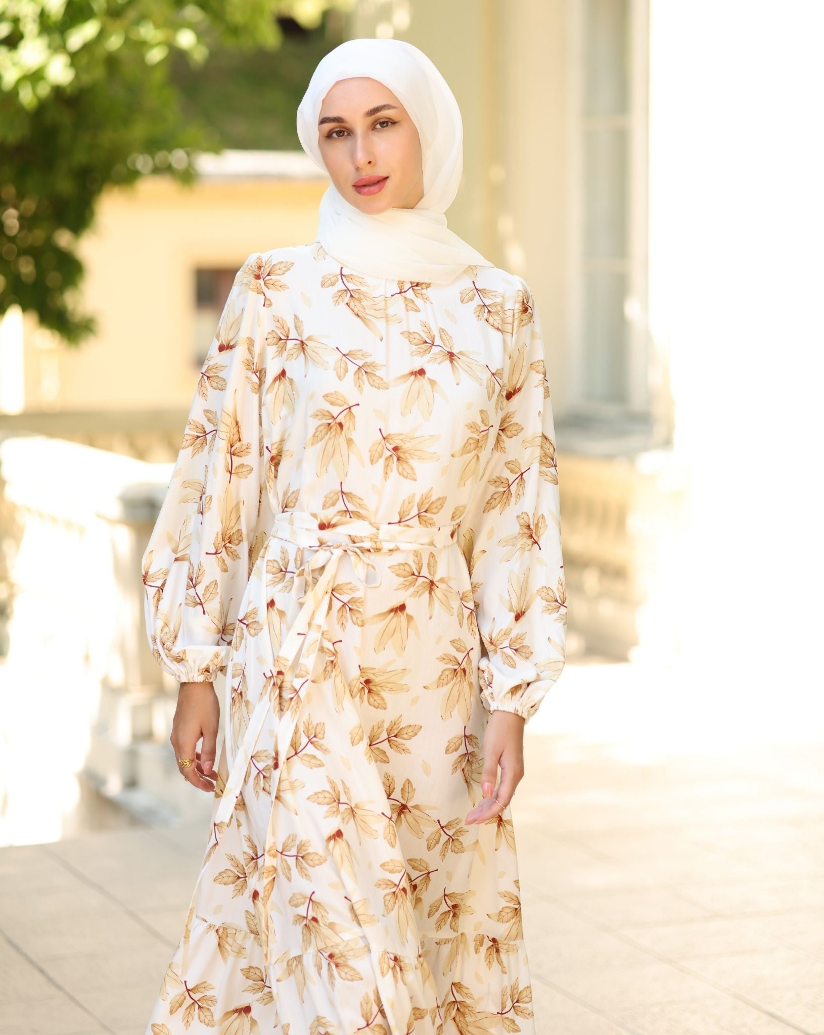 Leafy Cotton Maxi Dress