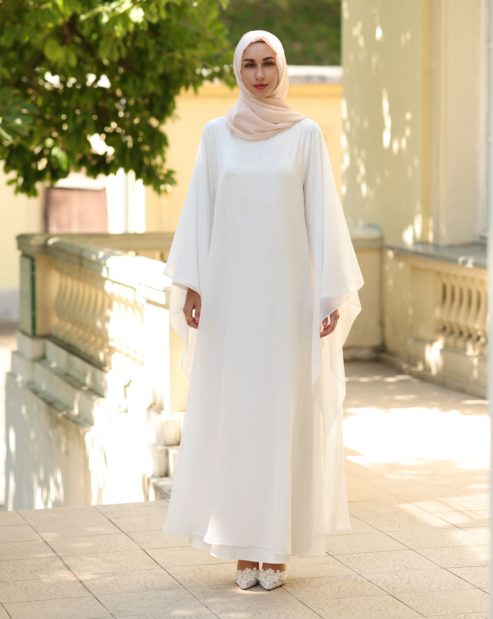 Modesta White Chiffon Dress