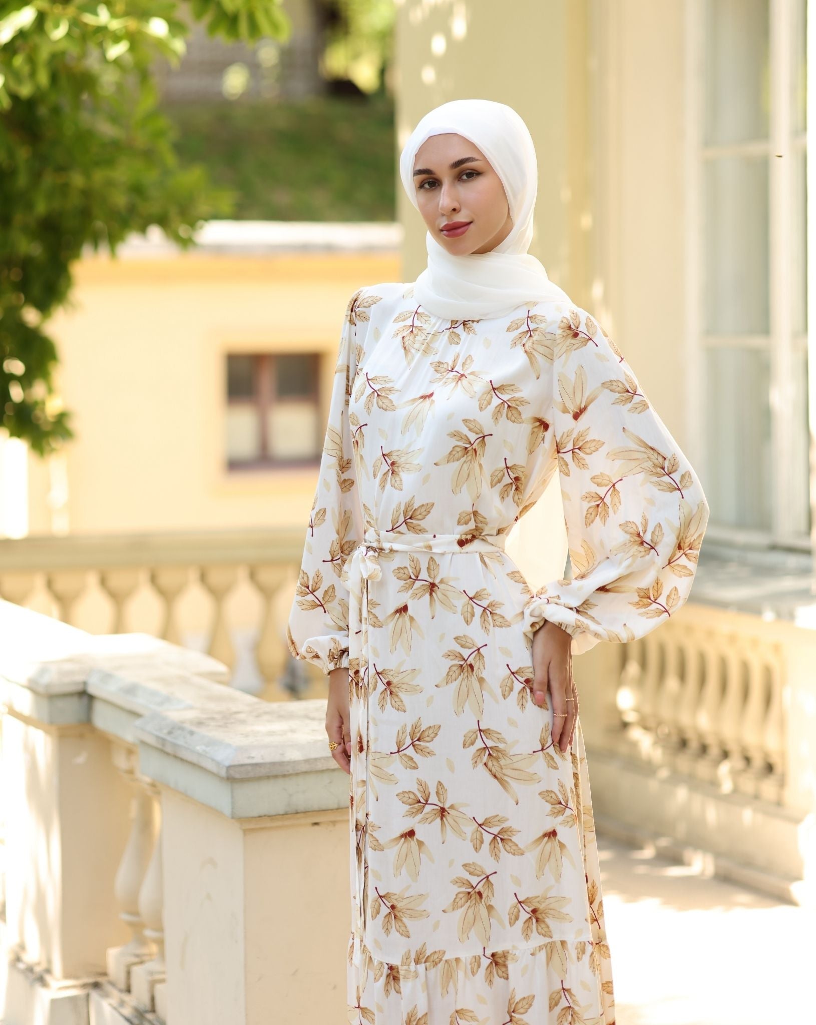 Leafy Cotton Maxi Dress