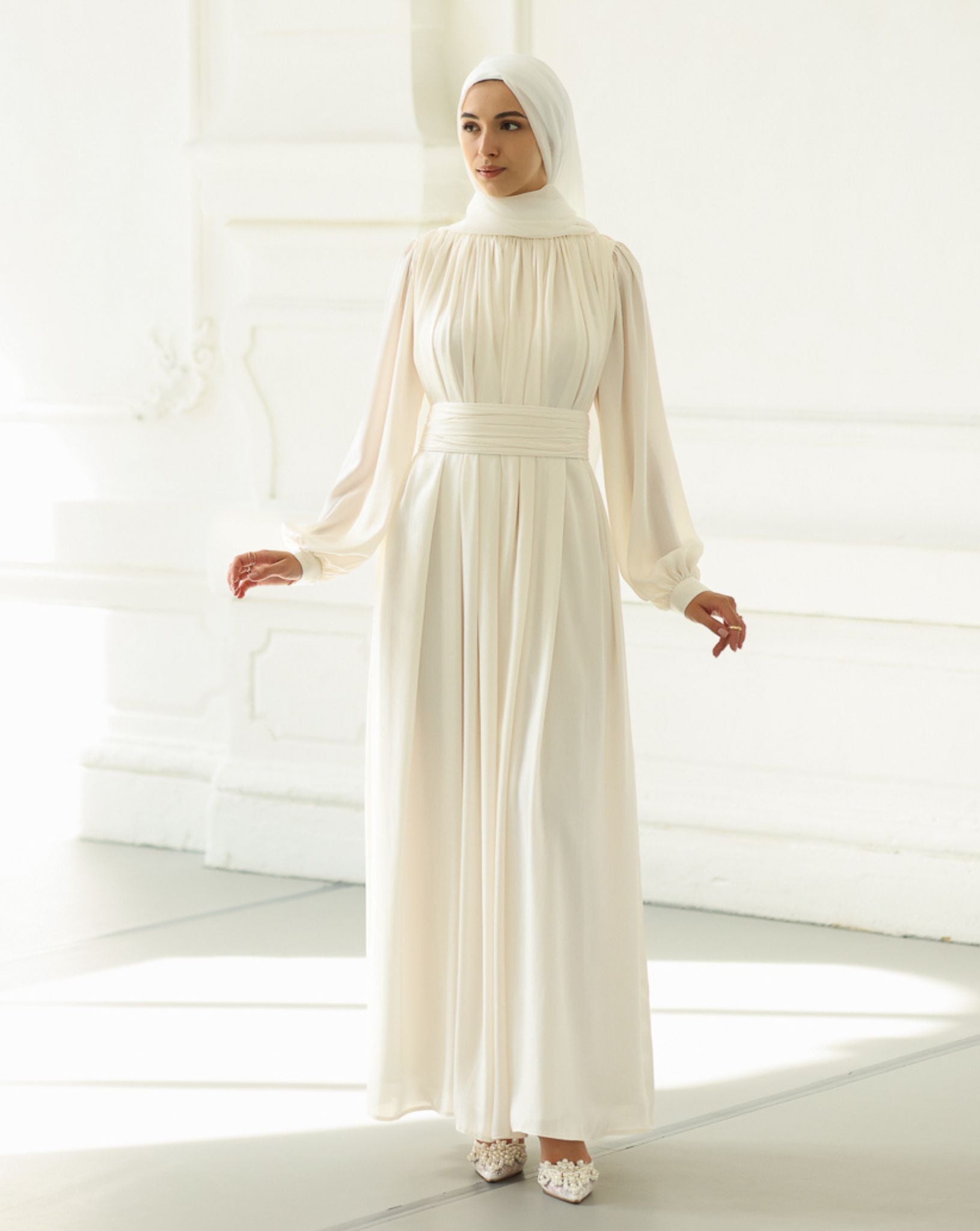 Aurora Satin Pleated Dress
