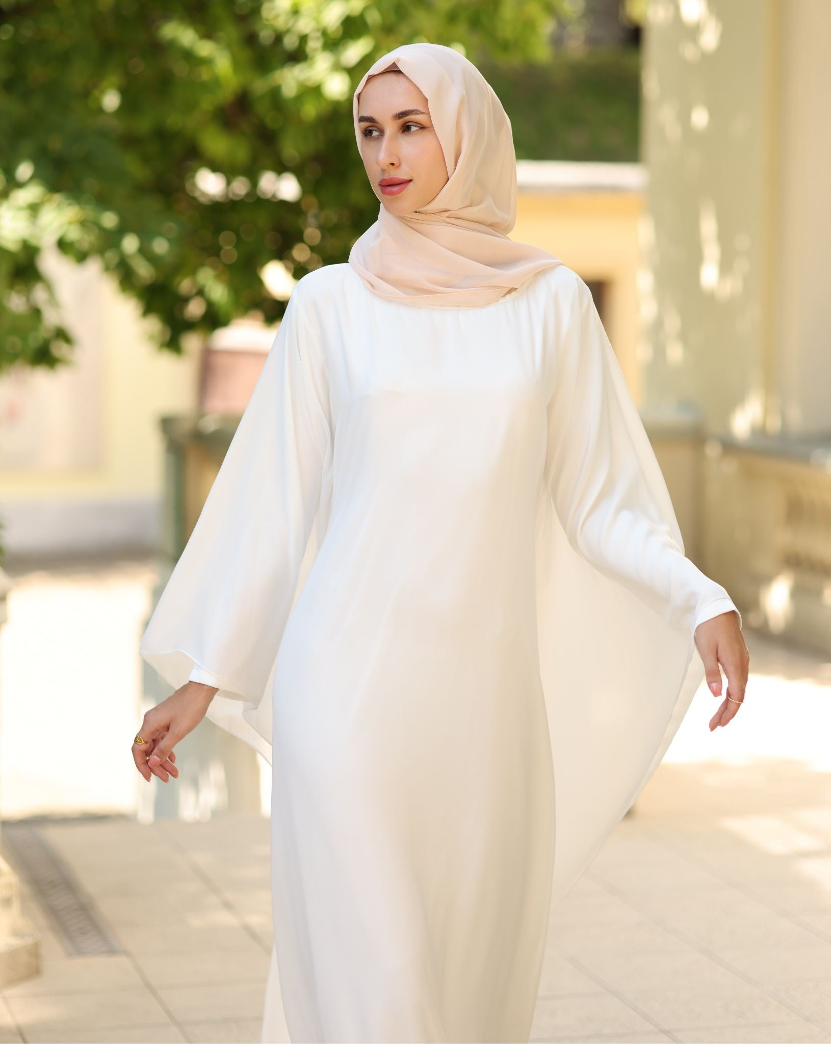 Modesta White Chiffon Dress