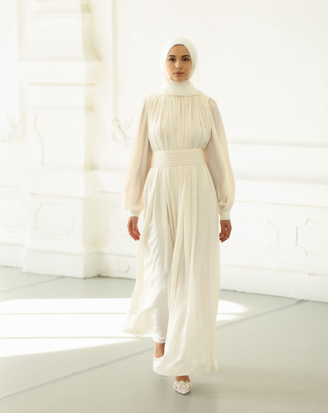 Aurora Satin Pleated Dress