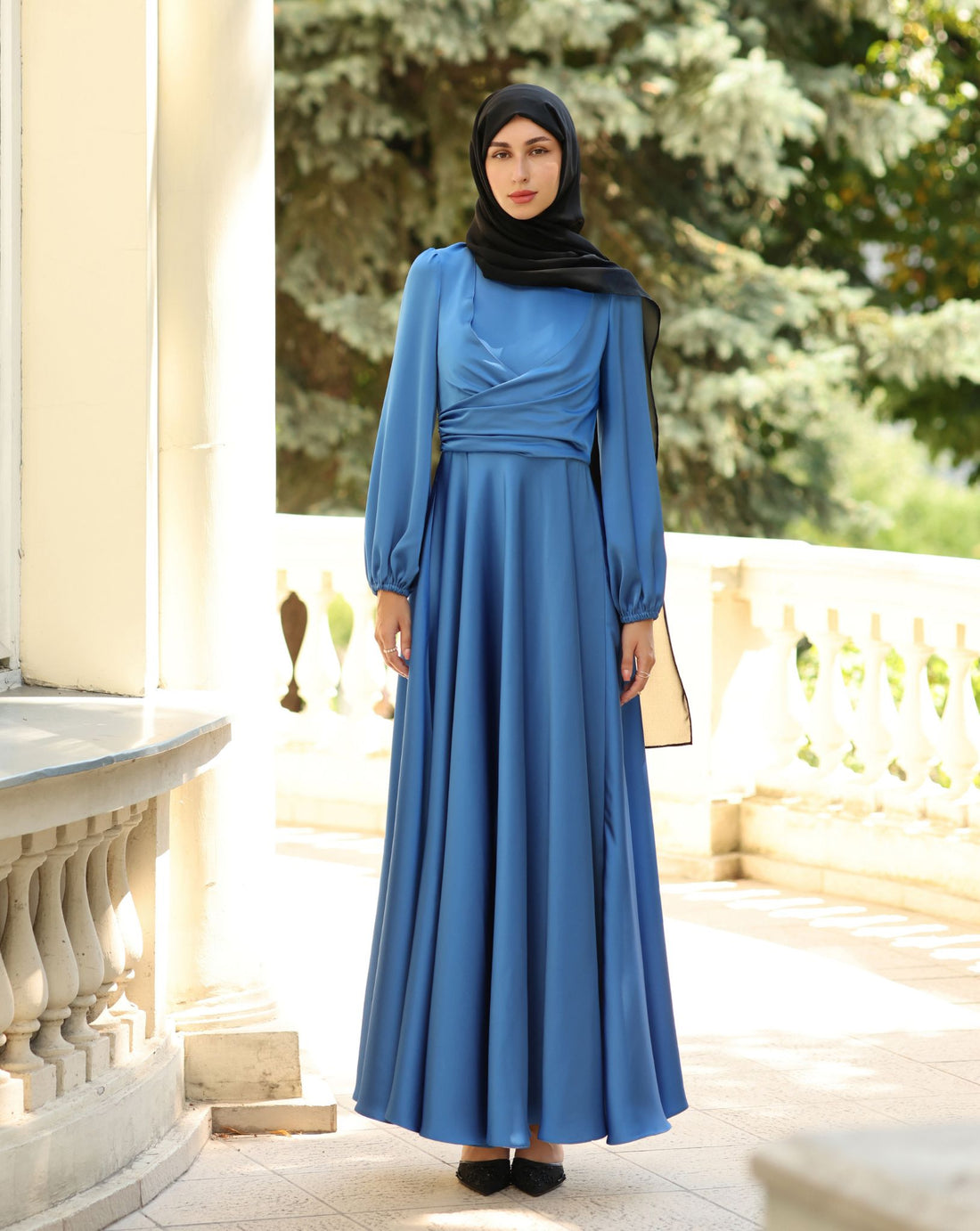 Allegra Blue Satin Dress