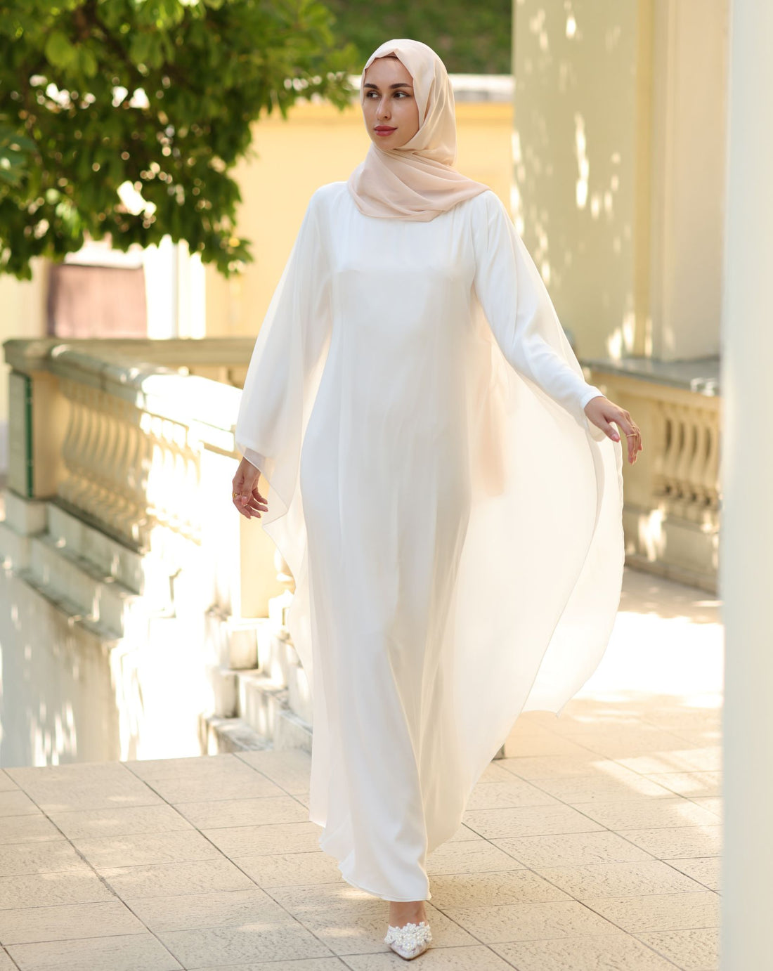 Modesta White Chiffon Dress
