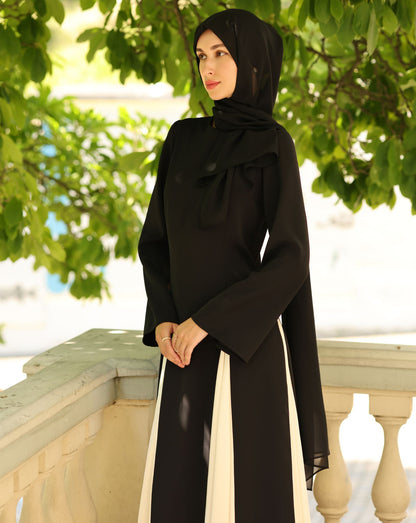Elegant Contrast Panel Dress