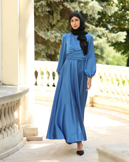 Allegra Blue Satin Dress
