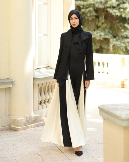 Elegant Contrast Panel Dress